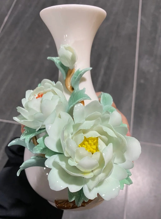 Cyan Peony Vase