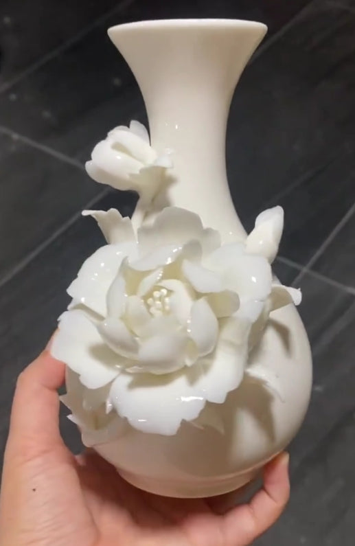 Pure white peony vase